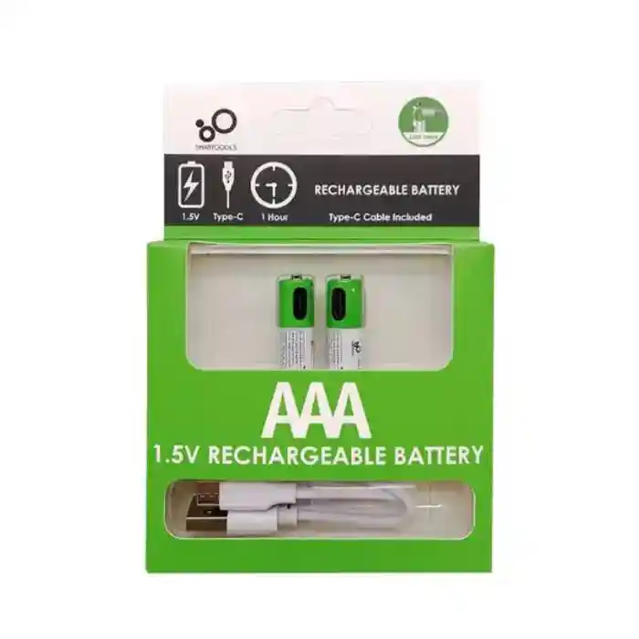 Smartoools 1.5V Type-C Rechargeable Batteries AAA (2-Pack) With Type-C Cable